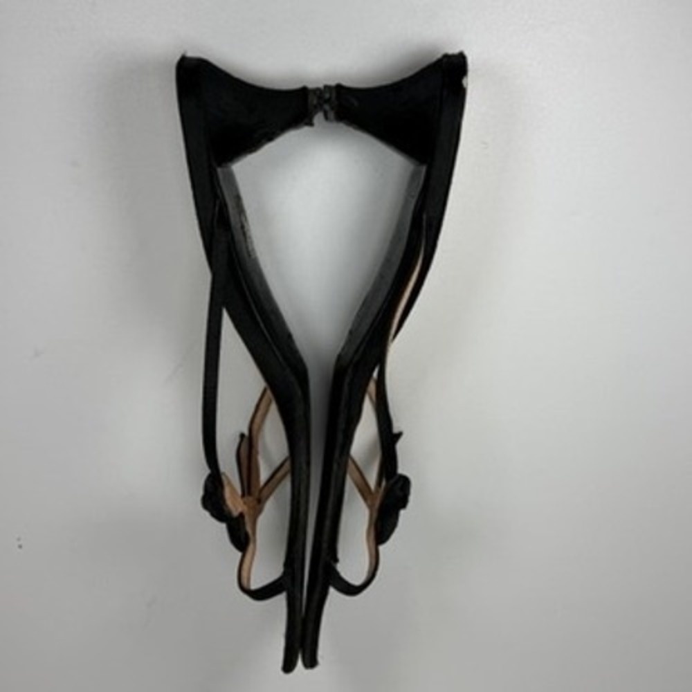 Prada Womens 39.5 Black Satin Strappy Kitten Heel Sandals Mules Y2K Italy - Picture 11 of 16